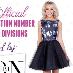Black &navy floral homecoming semi formal dress